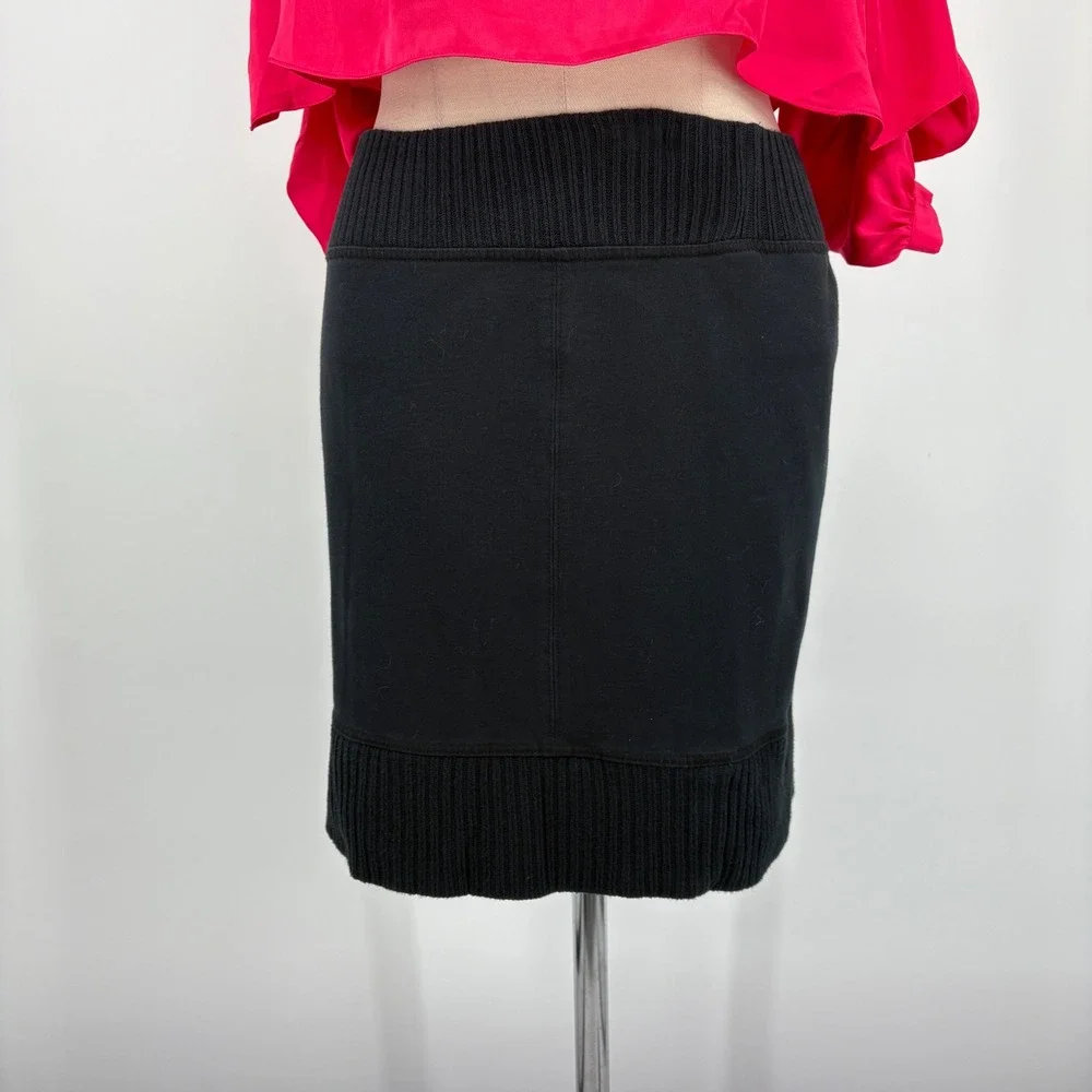 Free People Skirt M Bubble Hem Pull On Black Mini Stretch Elastic Boho Cozy Warm